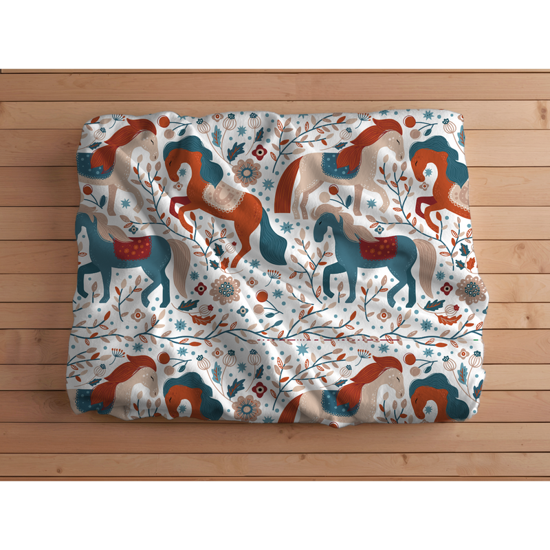 Duvet cover with matching Pillow cases | Luxury Bedding set | Twin, Queen, King Sizes | Nordic Animals Horses