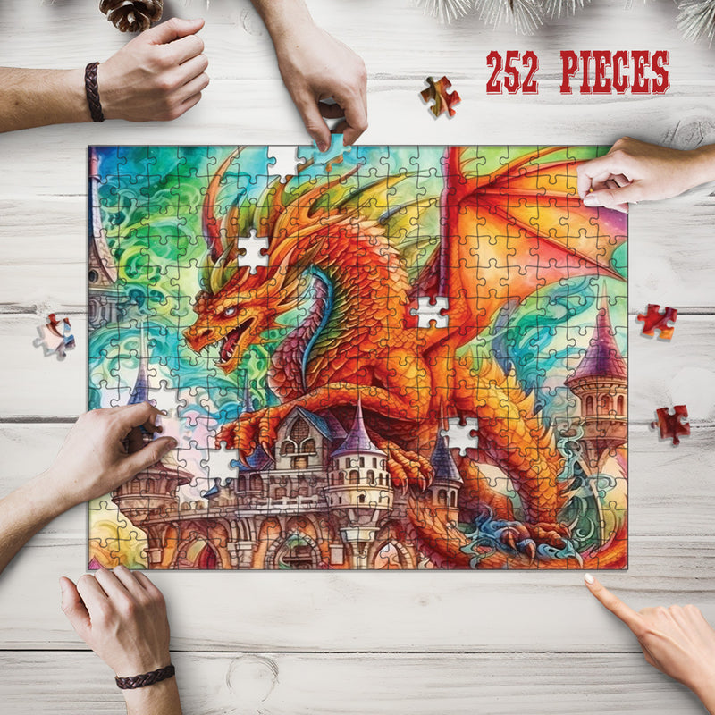 Wooden Jigsaw Puzzle Games for Adults and Teens | Cherished Fun Family time activity for Game nights | Fantasy Dragon