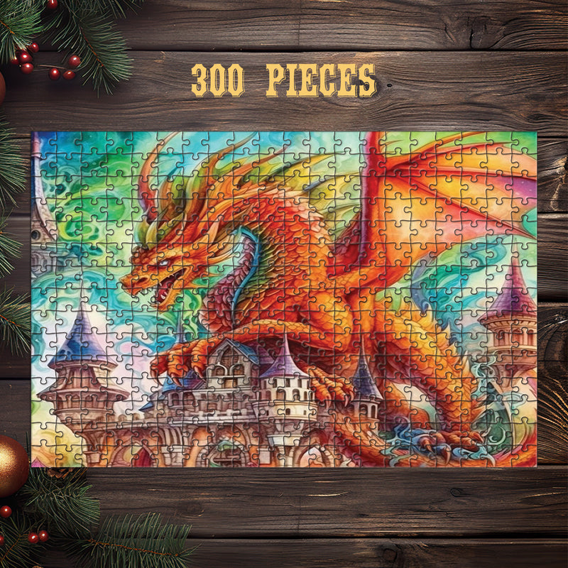 Wooden Jigsaw Puzzle Games for Adults and Teens | Cherished Fun Family time activity for Game nights | Fantasy Dragon