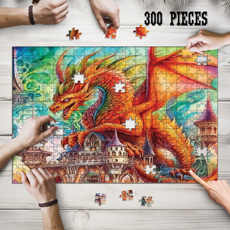 Wooden Jigsaw Puzzle Games for Adults and Teens | Cherished Fun Family time activity for Game nights | Fantasy Dragon