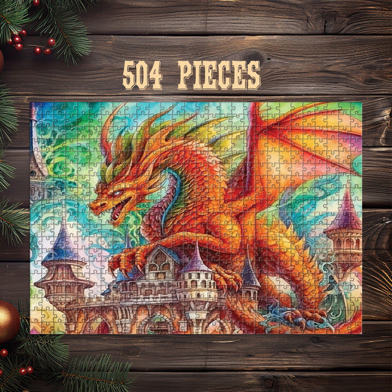 Wooden Jigsaw Puzzle Games for Adults and Teens | Cherished Fun Family time activity for Game nights | Fantasy Dragon