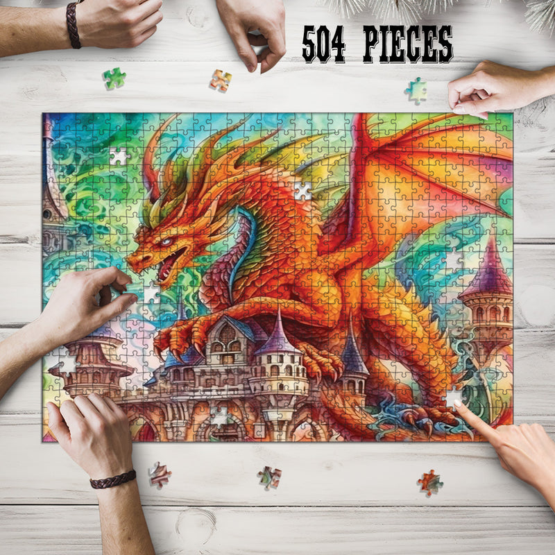 Wooden Jigsaw Puzzle Games for Adults and Teens | Cherished Fun Family time activity for Game nights | Fantasy Dragon