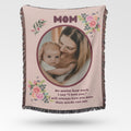 Personalized photo blanket for Mom with floral design and heartfelt message