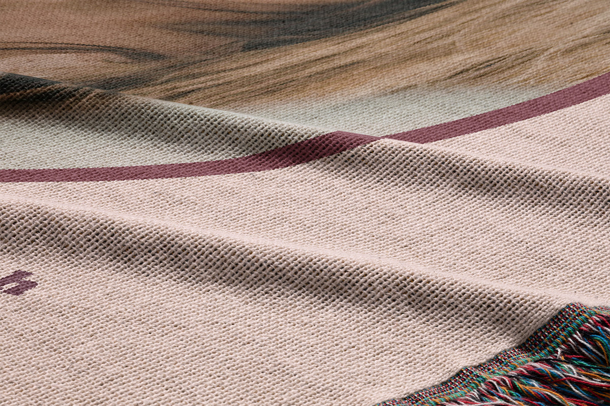 Close-up of cotton woven photo blanket