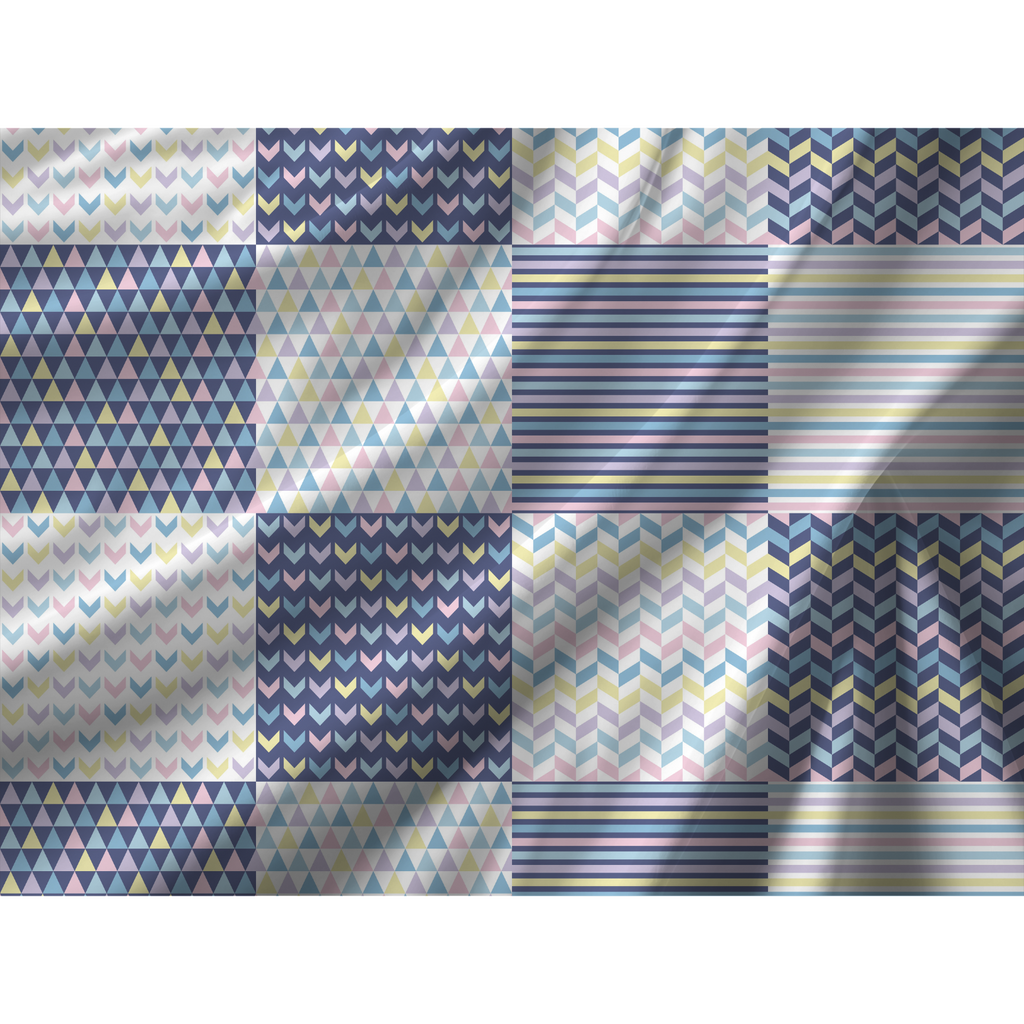 Close-up of pastel geometric duvet cover pattern