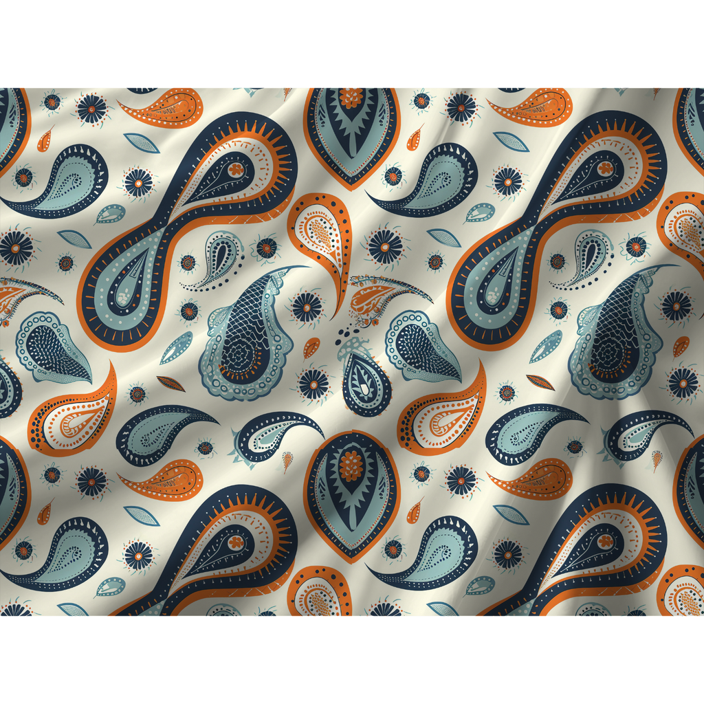 Close-up of soft pastel paisley duvet cover pattern