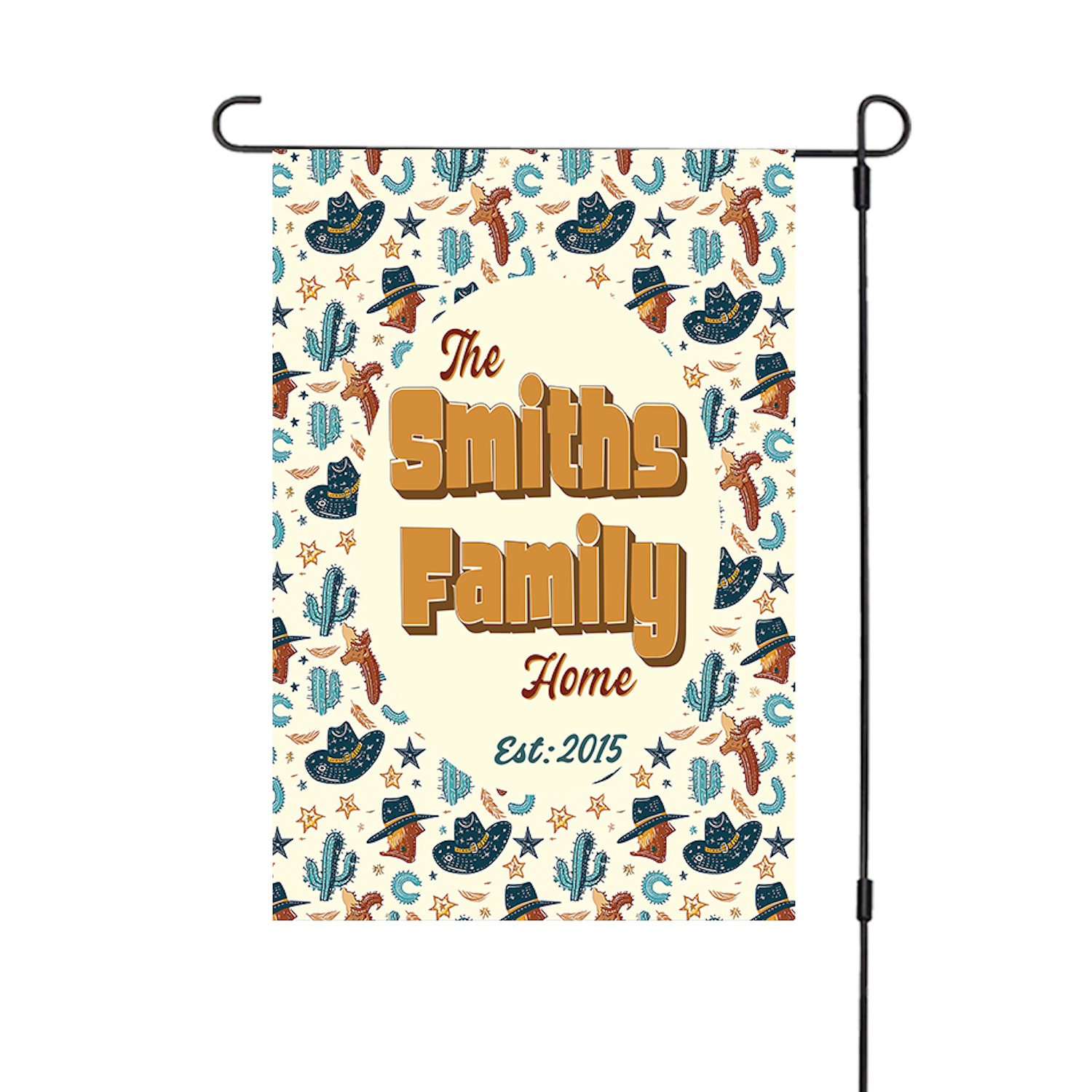 Custom GARDEN FLAGS | Welcome House Flag | Personalized Name | Double-Sided, UV Resistant Polyester | Cowboy Rodeo