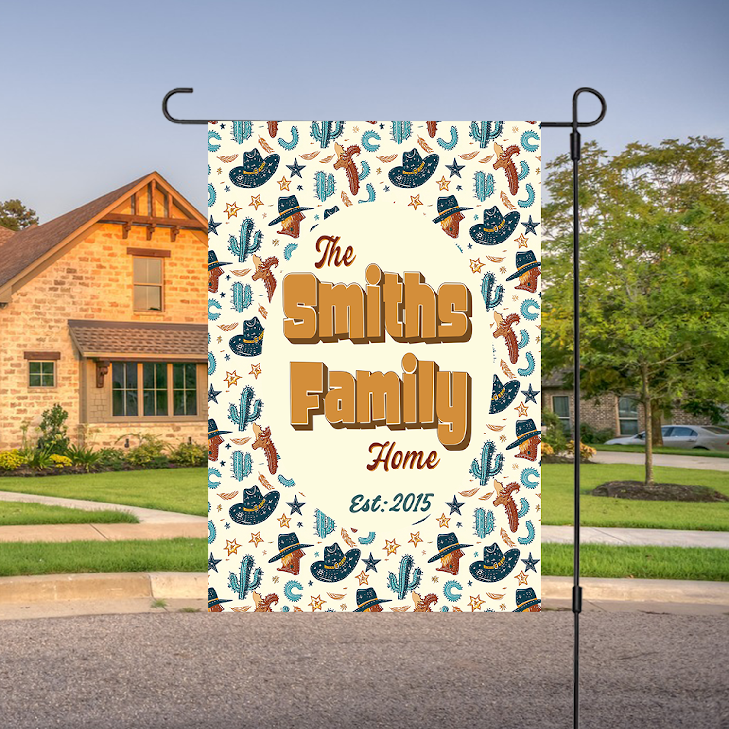 Custom HOUSE FLAGS | Welcome Garden Flag | Personalized Name | Double-Sided, UV Resistant Polyester | Cowboy Rodeo