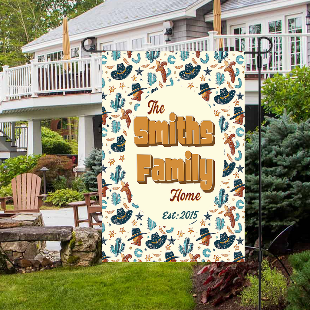 Custom HOUSE FLAGS | Welcome Garden Flag | Personalized Name | Double-Sided, UV Resistant Polyester | Cowboy Rodeo