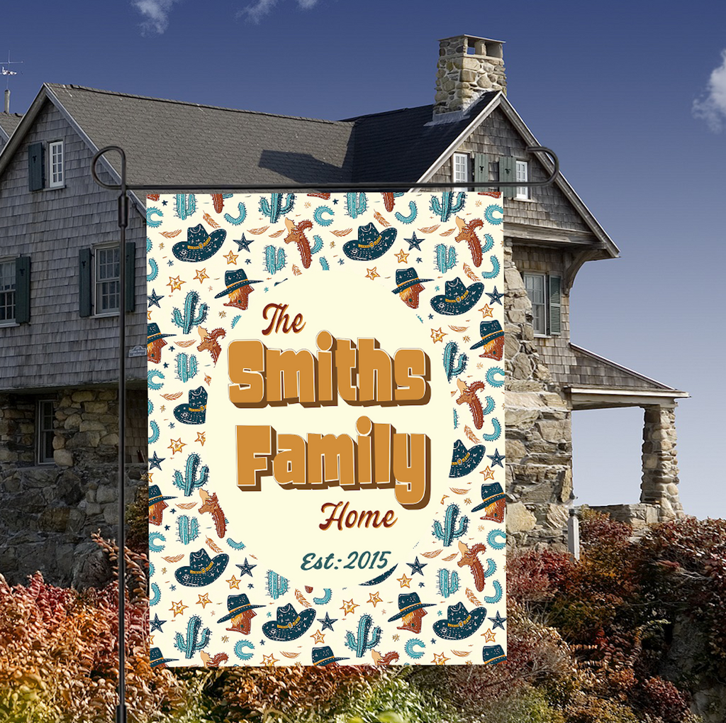 Custom HOUSE FLAGS | Welcome Garden Flag | Personalized Name | Double-Sided, UV Resistant Polyester | Cowboy Rodeo