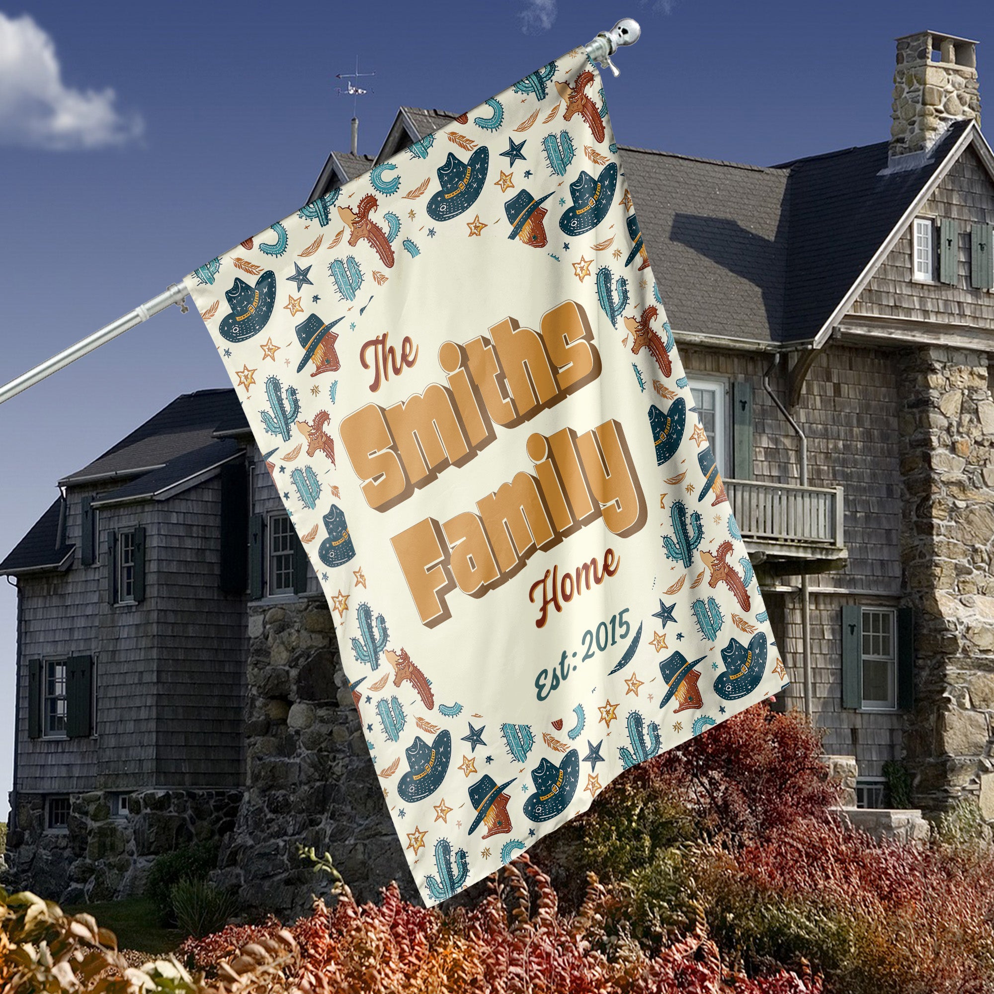 Custom GARDEN FLAGS | Welcome House Flag | Personalized Name | Double-Sided, UV Resistant Polyester | Cowboy Rodeo