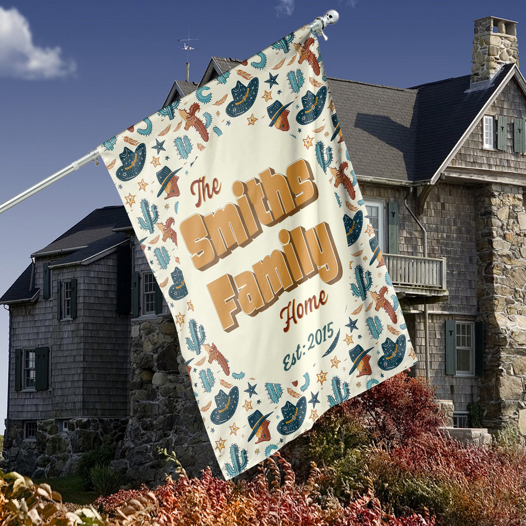 Custom HOUSE FLAGS | Welcome Garden Flag | Personalized Name | Double-Sided, UV Resistant Polyester | Cowboy Rodeo