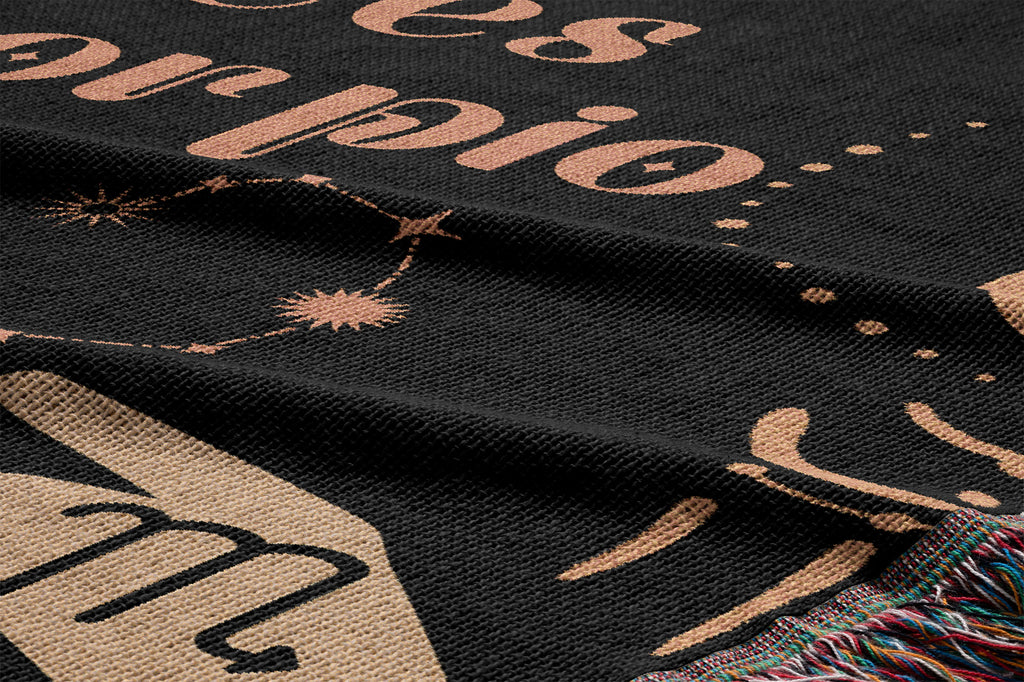 Pisces and Scorpio Zodiac Compatibility Woven Throw Tapestry - Elevate home decor with this boho-inspired, celestial charm blanket. Perfect for astrology enthusiasts, featuring Pisces and Scorpio sun signs, adding unique, artistic flair to your living space. Premium cotton, cozy, and 