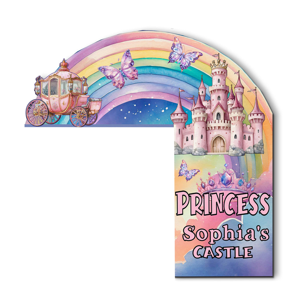 PERSONALIZED Wooden Door Corner | CUSTOM Door Topper Name Plate for KIDS | Single/Double Layer | 10” & 15” Sizes | Princess