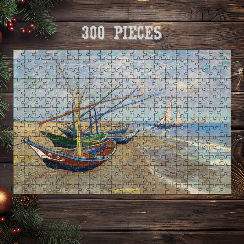 Wooden Jigsaw Puzzle Games for Adults and Kids | Fun Family time activity for Game nights | Vintage Beach Art