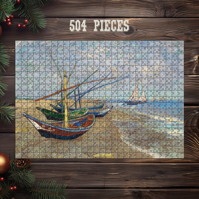 Wooden Jigsaw Puzzle Games for Adults and Kids | Fun Family time activity for Game nights | Vintage Beach Art