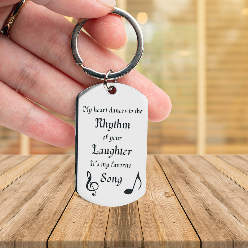 Engraved Stainless Steel Keychain | Perfect Gift for Him for Valentines Day | Durable and Stylish | Song in Rhythm