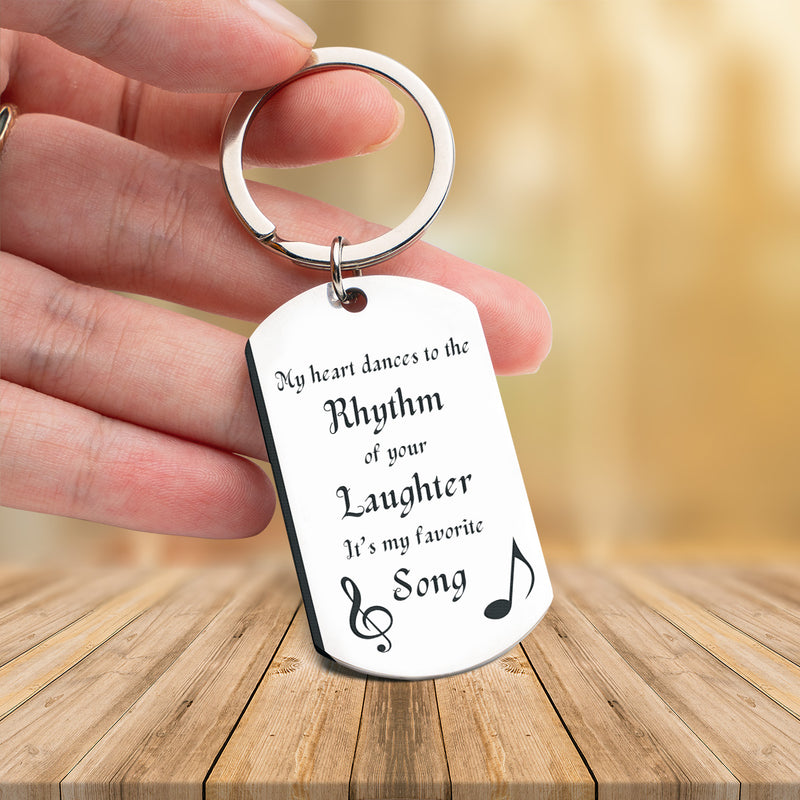 Engraved Stainless Steel Keychain | Perfect Gift for Him for Valentines Day | Durable and Stylish | Song in Rhythm