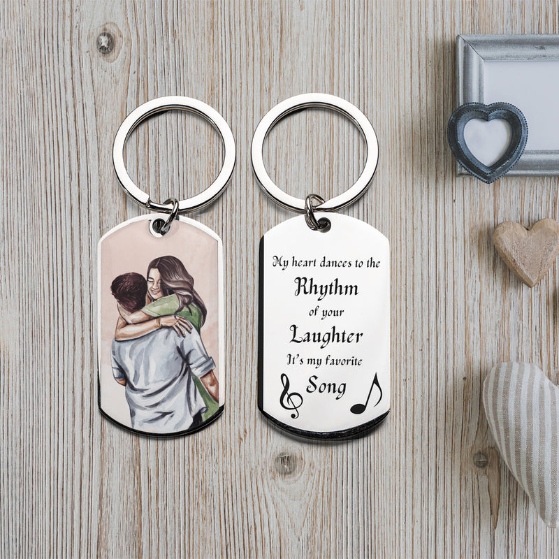 Engraved Stainless Steel Keychain | Perfect Gift for Him for Valentines Day | Durable and Stylish | Song in Rhythm