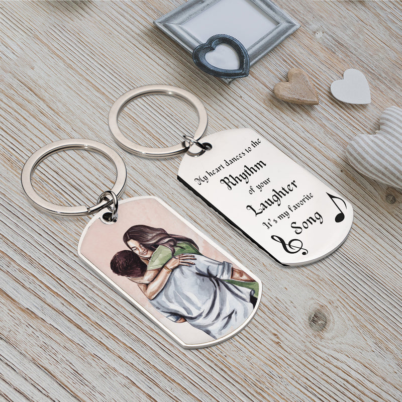 Engraved Stainless Steel Keychain | Perfect Gift for Him for Valentines Day | Durable and Stylish | Song in Rhythm