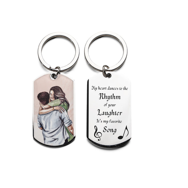 Engraved Stainless Steel Keychain | Perfect Gift for Him for Valentines Day | Durable and Stylish | Song in Rhythm