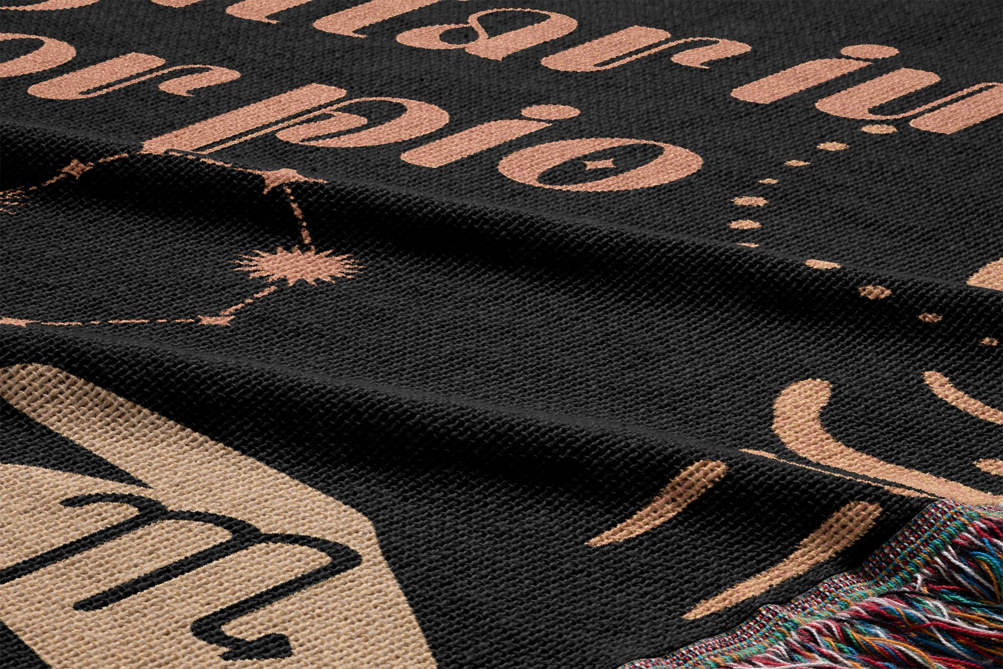 Sagittarius and Scorpio Zodiac Compatibility Woven Throw Tapestry - Elevate home decor with this boho-inspired, celestial charm blanket. Perfect for astrology enthusiasts, featuring Sagittarius and Scorpio sun signs, adding unique, artistic flair to your living space. Premium cotton, cozy, and decorative.