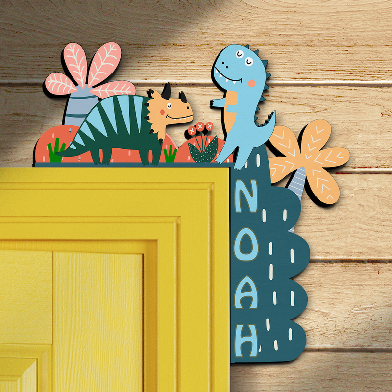 PERSONALIZED Door Corner Sign | Eco Friendly Plywood | CUSTOM Name | 1 or 2 Layers | 10” & 15” Sizes | Kids Room Decor | Cute Dinosaur