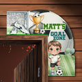 PERSONALIZED Wooden Door Corner | CUSTOM Door Topper Name Plate for KIDS | Single/Double Layer | 10” & 15” Sizes | Soccer