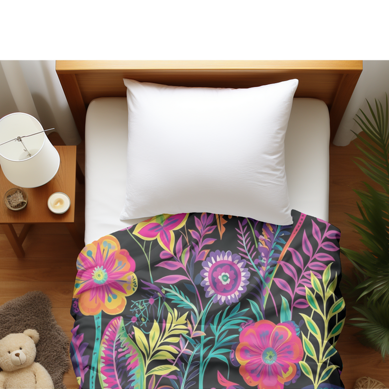 Duvet cover with matching Pillow cases | Luxury Bedding set | Twin, Queen, King Sizes | Day of the Dead Floral Sugar Skull