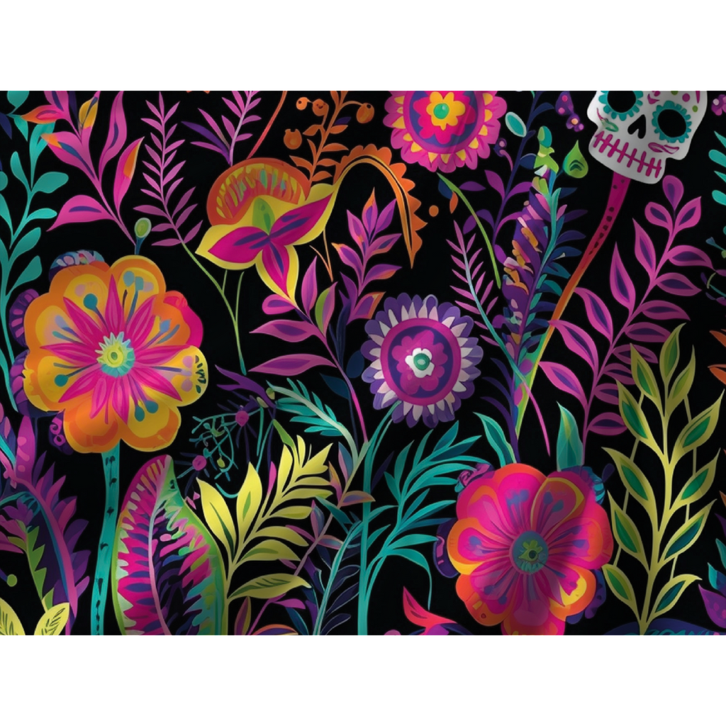 Close-up of floral sugar skull duvet cover pattern
