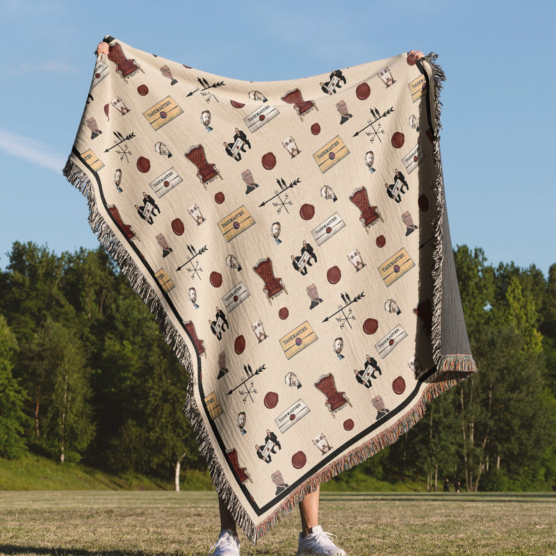 Luxurious 100% Cotton Woven Tapestry Throw Blanket | Taskmaster Pattern