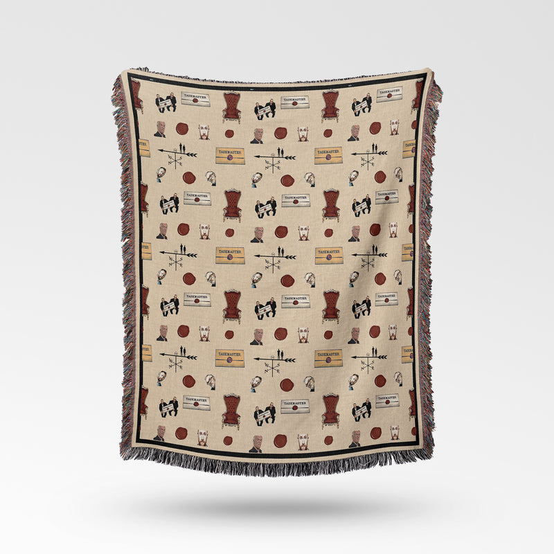 Luxurious 100% Cotton Woven Tapestry Throw Blanket | Taskmaster Pattern