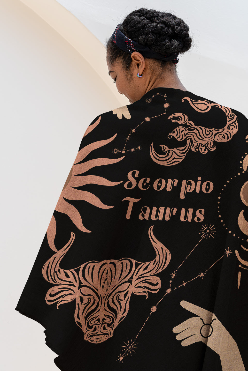 Taurus and Scorpio Zodiac Compatibility Woven Throw Tapestry - Elevate home decor with this boho-inspired, celestial charm blanket. Perfect for astrology enthusiasts, featuring Taurus and Scorpio sun signs, adding unique, artistic flair to your living space. Premium cotton, cozy, and decorative.