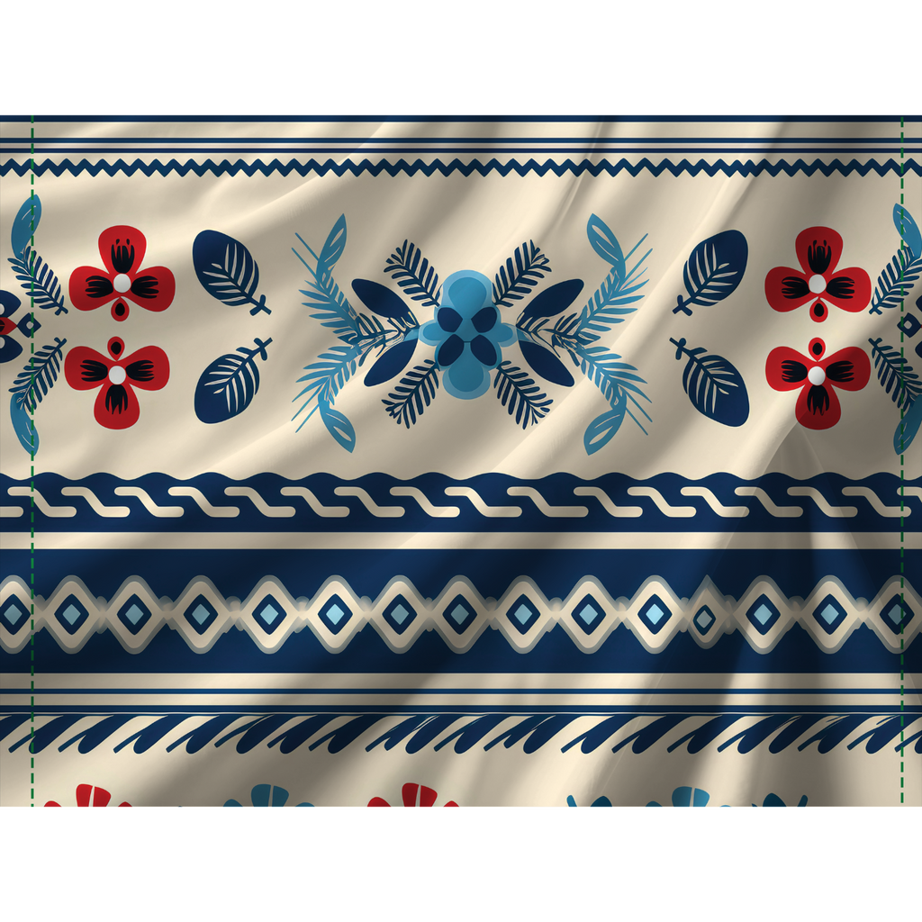 Close-up of colorful folk floral duvet cover pattern