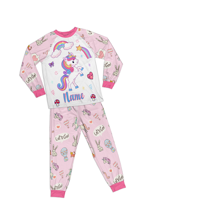 Personalized Family Pajama Sets | Matching Xmas Jammies for ADULTS | Christmas Holiday family PJs | Pink UNICORN nightsuit