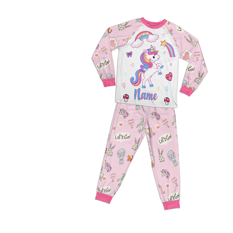 Personalized Family Pajama Sets | Matching Xmas Jammies for ADULTS | Christmas Holiday family PJs | Pink UNICORN nightsuit