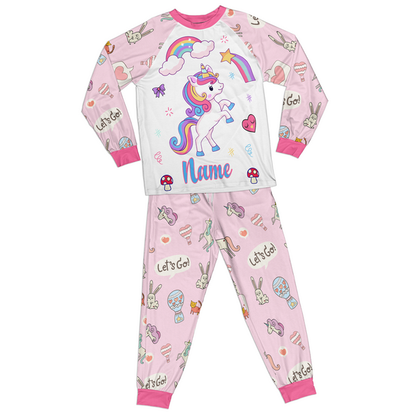 Personalized Family Pajama Sets | Matching Xmas Jammies for ADULTS | Christmas Holiday family PJs | Pink UNICORN nightsuit