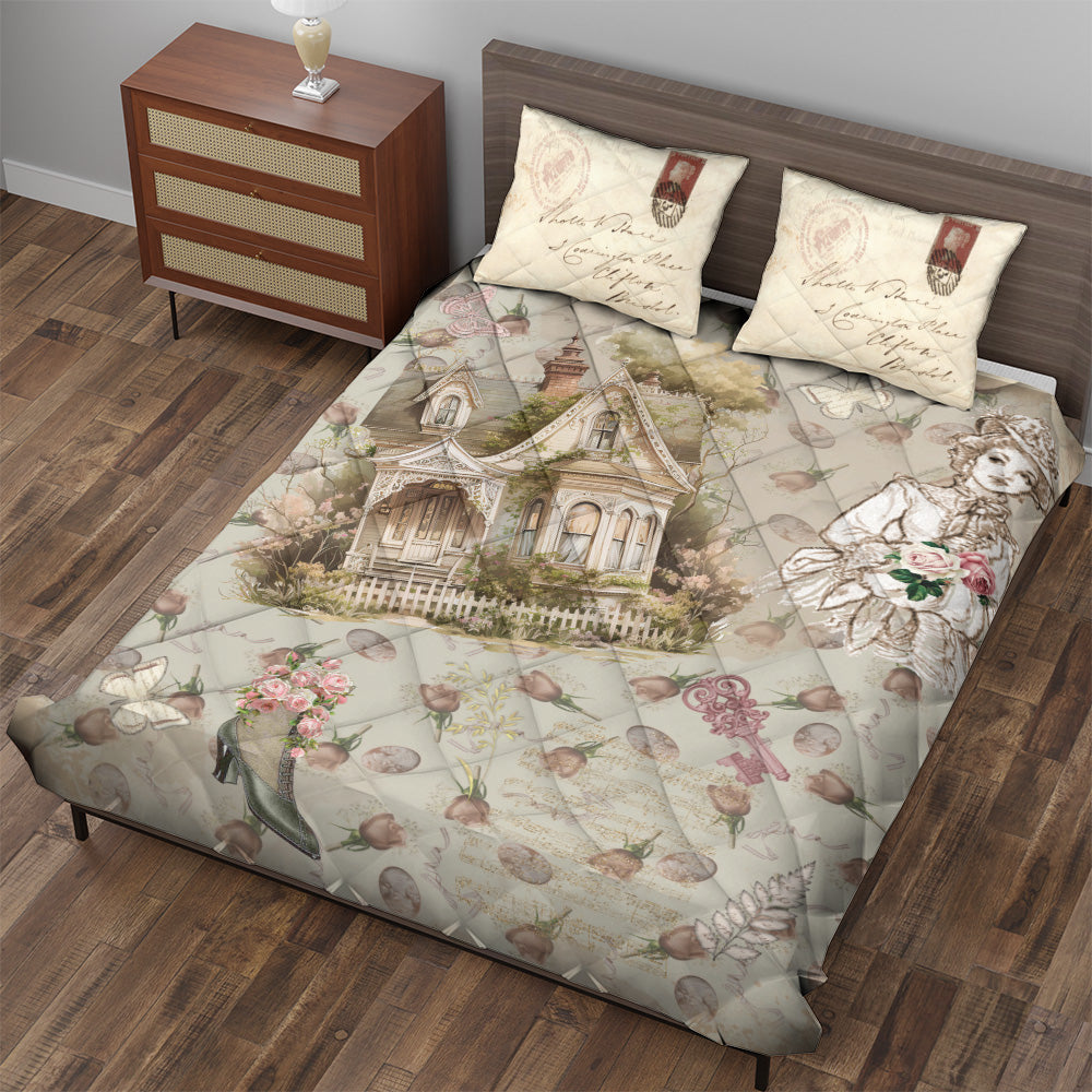 Quilted Bedding Set | Traditional Vintage Comforters | Cute Bohemian Bedspreads with matching Pillowcase