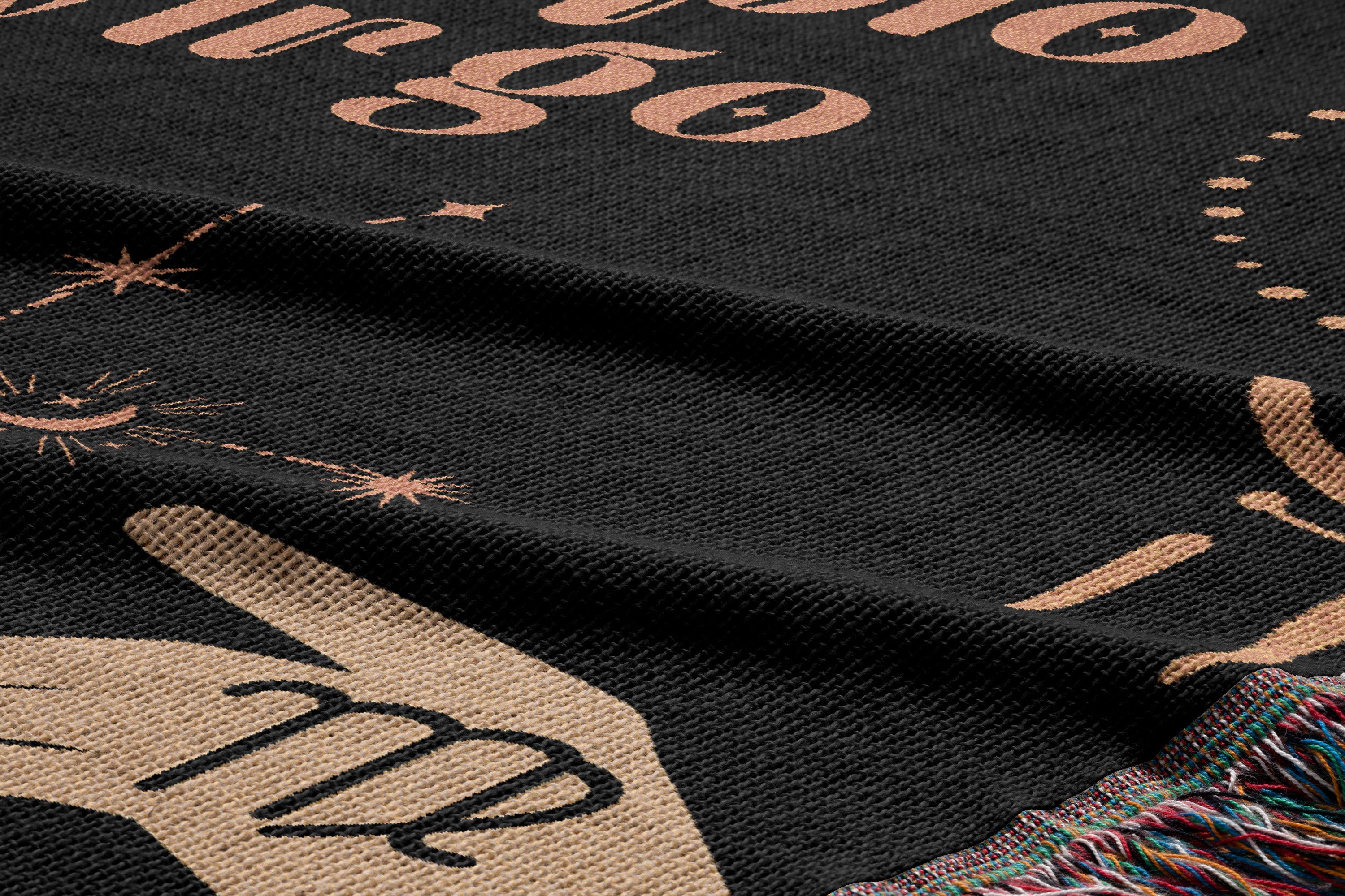 Virgo and Scorpio Zodiac Compatibility Woven Throw Tapestry - Elevate home decor with this boho-inspired, celestial charm blanket. Perfect for astrology enthusiasts, featuring Virgo and Scorpio sun signs, adding unique, artistic flair to your living space. Premium cotton, cozy, and decorative.