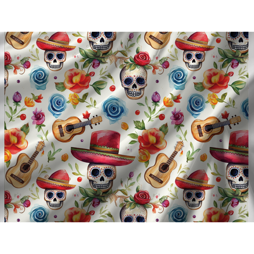 Close-up of watercolor day of the dead duvet cover pattern