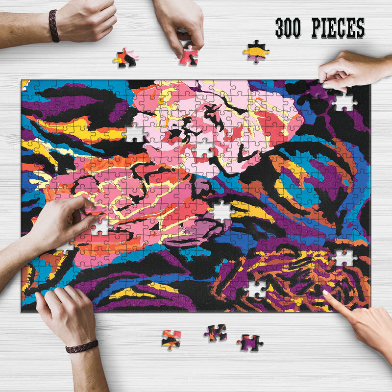 Wooden Jigsaw Puzzle Games for Adults and Kids | Fun Family time activity for Game nights | Watercolor Roses flowers