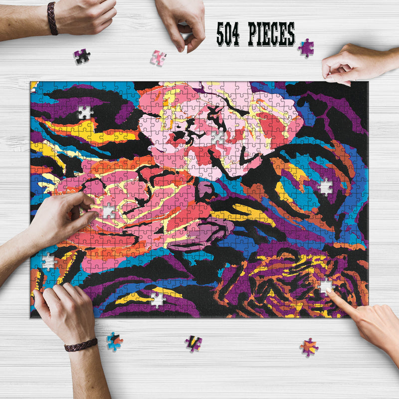 Wooden Jigsaw Puzzle Games for Adults and Kids | Fun Family time activity for Game nights | Watercolor Roses flowers