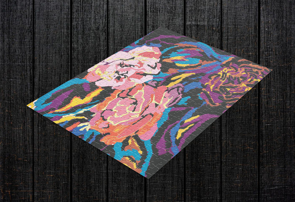 Watercolor Roses abstract floral wooden puzzle flat view