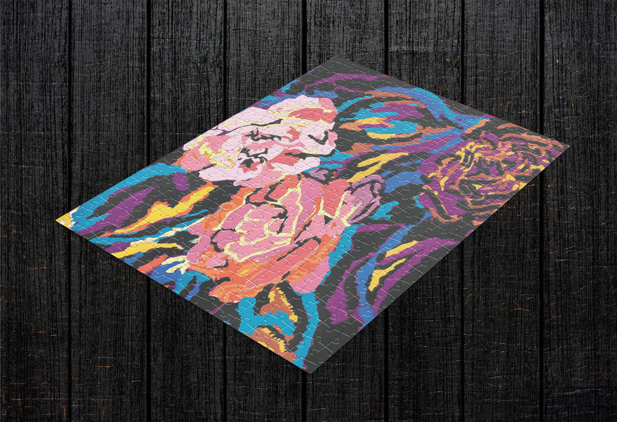 Watercolor Roses abstract floral wooden puzzle flat view