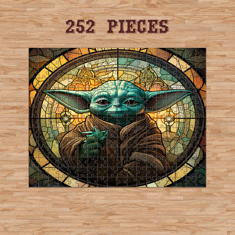 Rectangle Puzzles for All Ages – High-Quality, Durable, and Fun Jigsaw with Precision Laser-Cut Pieces | Stained Glass Art -Wise Yoda