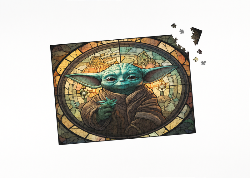 Rectangle Puzzles for All Ages – High-Quality, Durable, and Fun Jigsaw with Precision Laser-Cut Pieces | Stained Glass Art -Wise Yoda