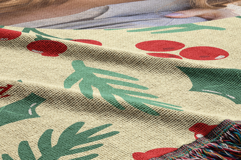 Personalized Christmas blanket for Mom displayed as a decorative throw close up view