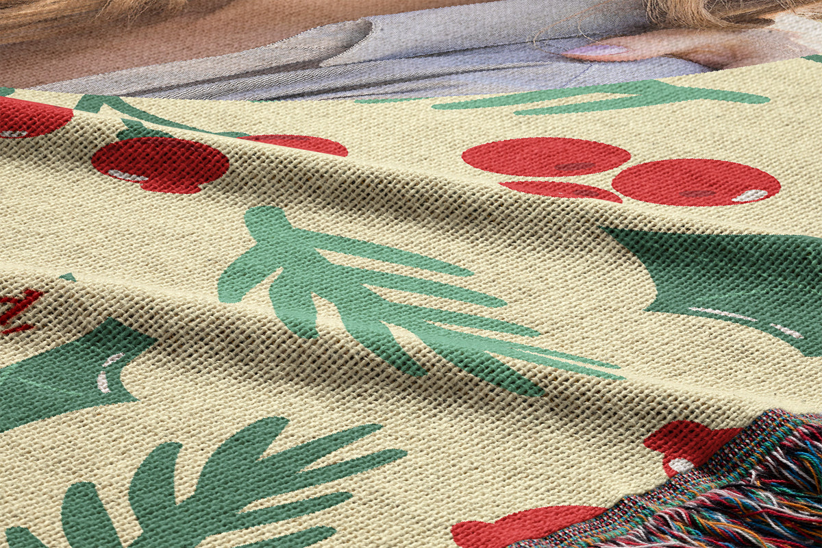 Personalized Christmas blanket for Mom displayed as a decorative throw close up view