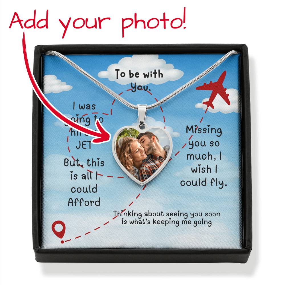LDR Gift | Long Distance Relationship Gift for Her | Long Distance Love | Cute Funny Gift for Wife or Girlfriend | Photo Pendant | Hire a Jet