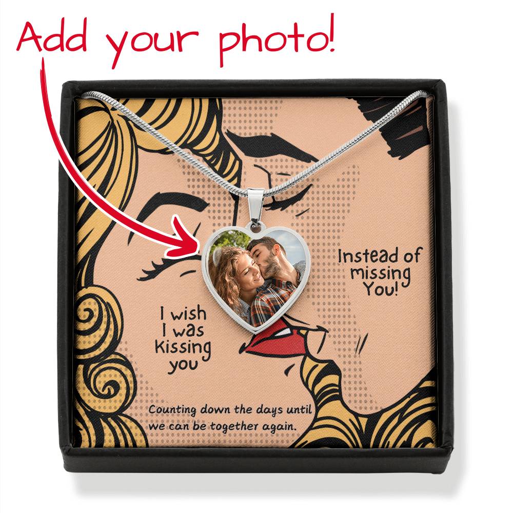 LDR Gift | Long Distance Relationship Gift for Her | Long Distance Love | Cute Funny Gift for Wife or Girlfriend | Photo Pendant | Kissing you
